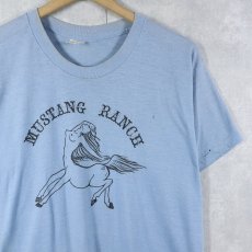 画像1: 80's USA製 "MUSTANG RANCH" イラストプリントTシャツ XL (1)