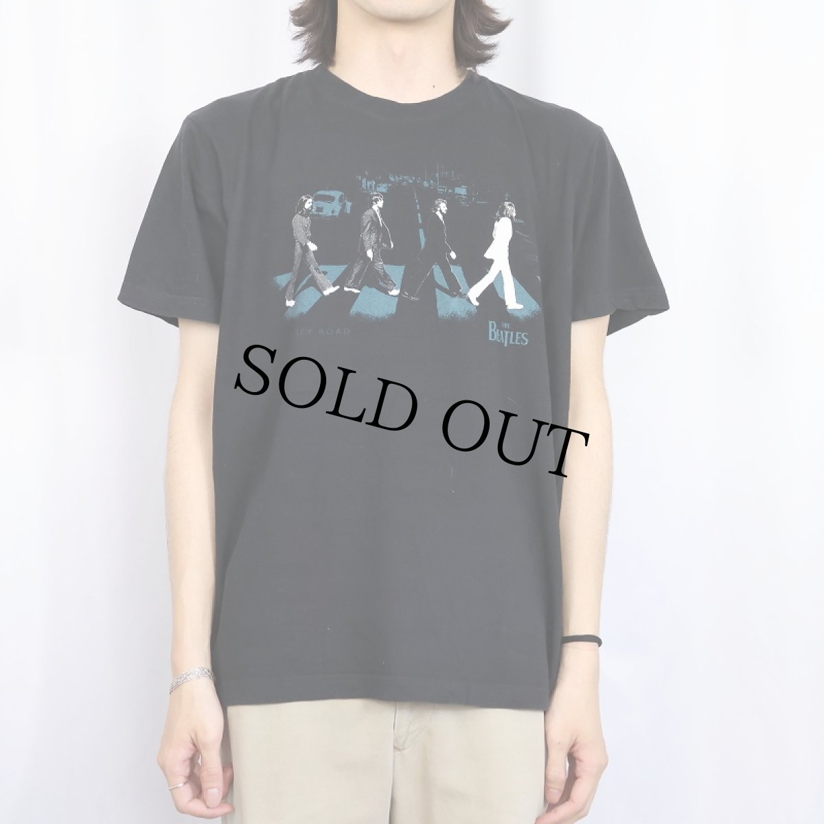 画像2: THE BEATLES "ABBEY ROAD" ロックバンドアルバムプリントTシャツ BLACK L (2)