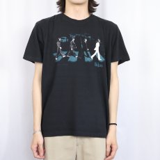 画像2: THE BEATLES "ABBEY ROAD" ロックバンドアルバムプリントTシャツ BLACK L (2)