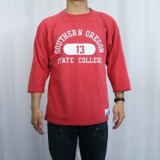 画像2: 80's Champion トリコタグ USA製 "SOUTHERN OREGON" ラバープリントフットボールTシャツ L (2)