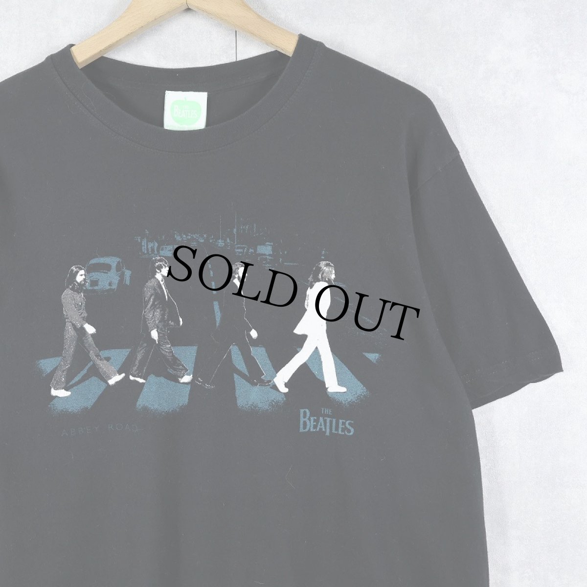 画像1: THE BEATLES "ABBEY ROAD" ロックバンドアルバムプリントTシャツ BLACK L (1)