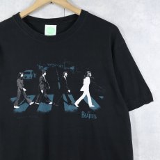 画像1: THE BEATLES "ABBEY ROAD" ロックバンドアルバムプリントTシャツ BLACK L (1)