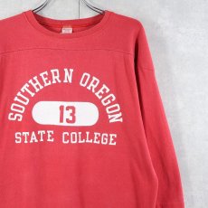 画像1: 80's Champion トリコタグ USA製 "SOUTHERN OREGON" ラバープリントフットボールTシャツ L (1)