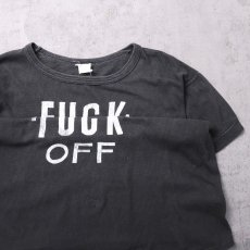 画像2: 70〜80's "FUCK OFF" パキ綿 Fワード ギミックプリントTシャツ BLACK L (2)