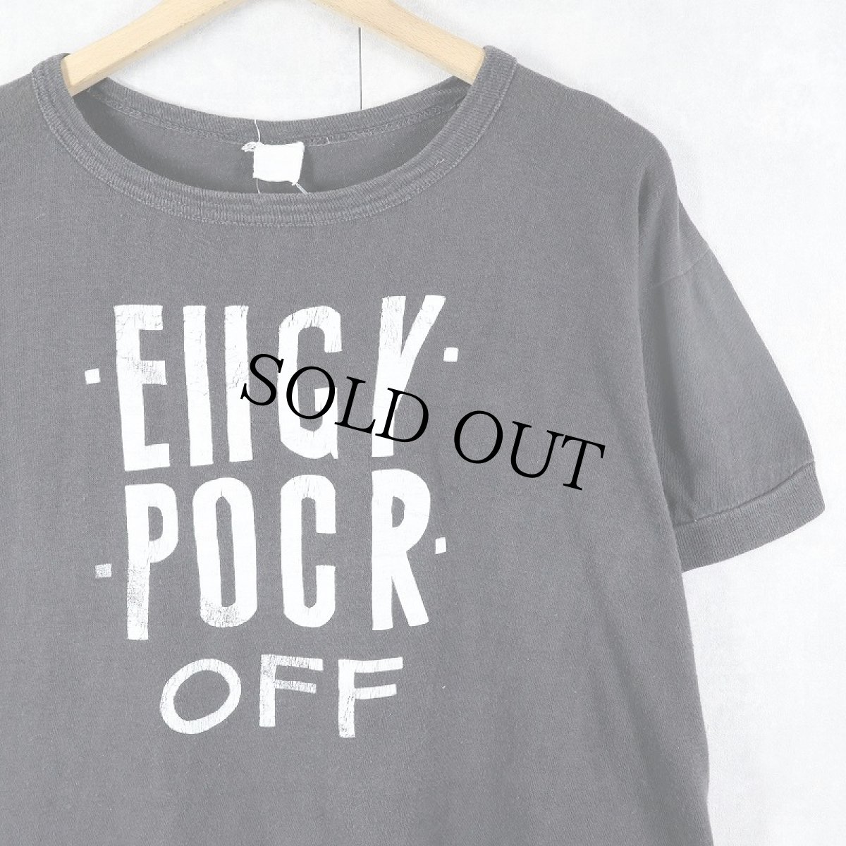 画像1: 70〜80's "FUCK OFF" パキ綿 Fワード ギミックプリントTシャツ BLACK L (1)