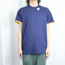 画像3: 〜70's IMP PRINT Sportswear ダブルフェイス リバーシブルTシャツ NAVY XL (3)