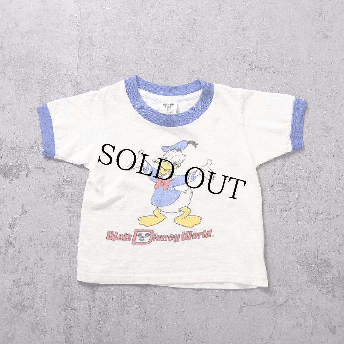 画像1: 70〜80's Disney USA製 "Donald Duck" 染み込みプリント リンガーTシャツ KIDS SIZE S (1)