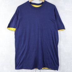 画像1: 〜70's IMP PRINT Sportswear ダブルフェイス リバーシブルTシャツ NAVY XL (1)