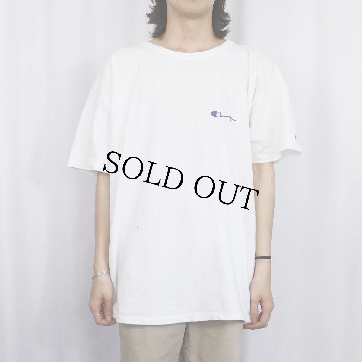 画像2: 80〜90's Champion USA製 青刺繍タグ 中期 ロゴプリントTシャツ XXXL (2)