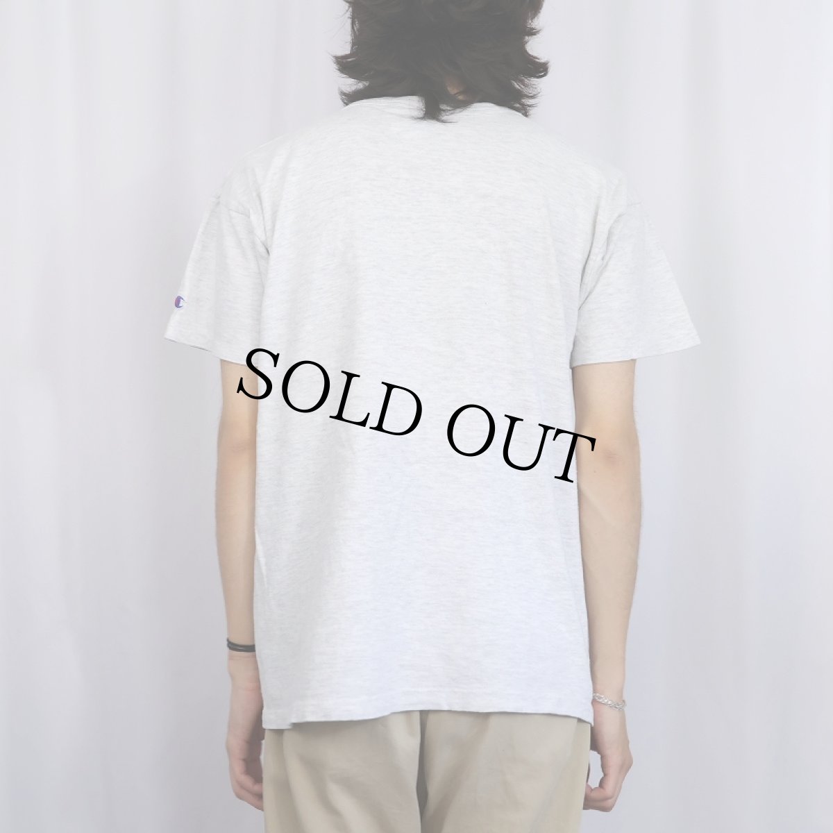 画像3: 80〜90's Champion USA製 青刺繍タグ 中期 ロゴプリントTシャツ L (3)