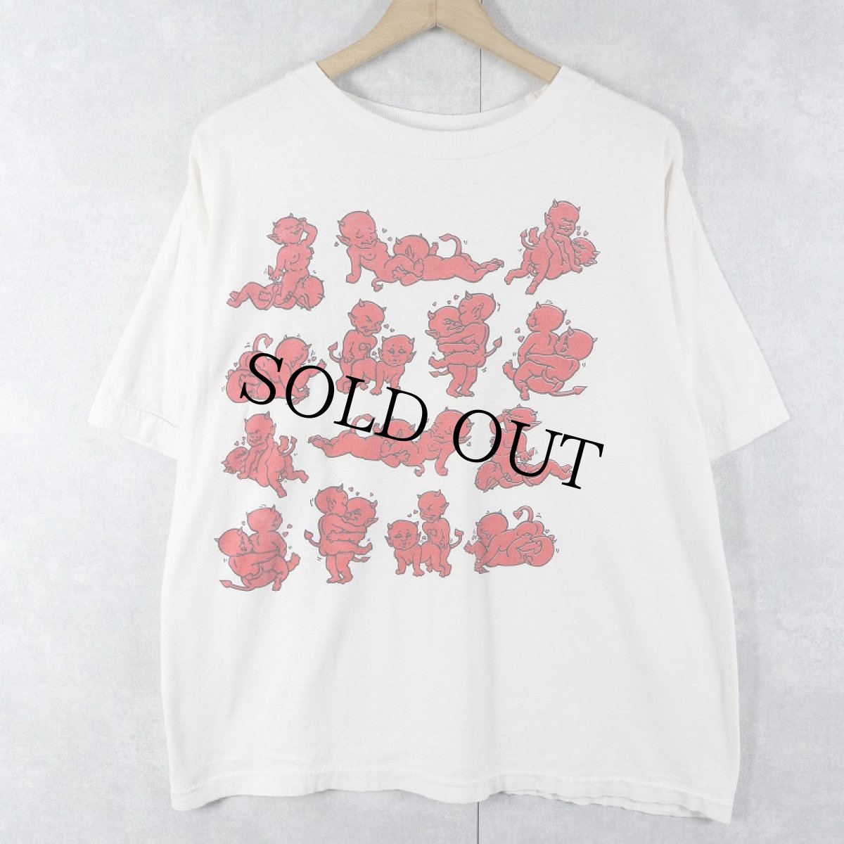 画像1: 80's デビル 四十八手 エロプリントTシャツ XL (1)