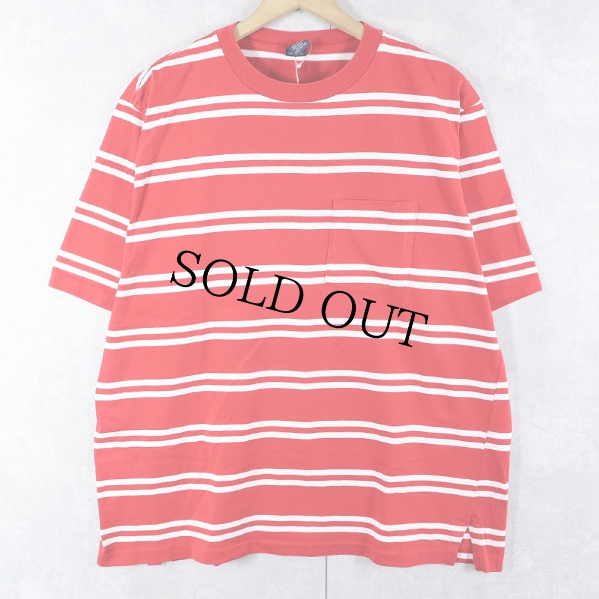 画像1: 90's LAND' END USA製 ボーダー柄 ポケットTシャツ XL (1)