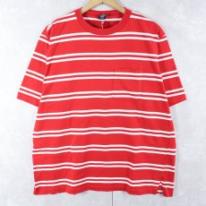 画像1: 90's LAND' END USA製 ボーダー柄 ポケットTシャツ XL (1)