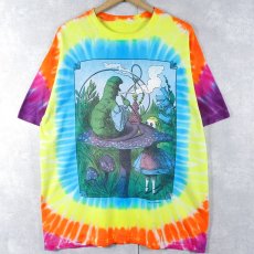 画像1: 90's Alice in Wonderland タイダイ イラストプリントTシャツ (1)