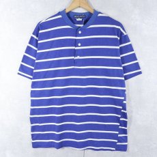 画像1: 80〜90's BONKERS USA製 ボーダー柄 ヘンリーネックTシャツ L (1)