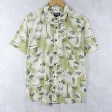 画像1: 2018SS Patagonia "ORGANIC COTTON" 総柄 コットンアロハシャツ M (1)