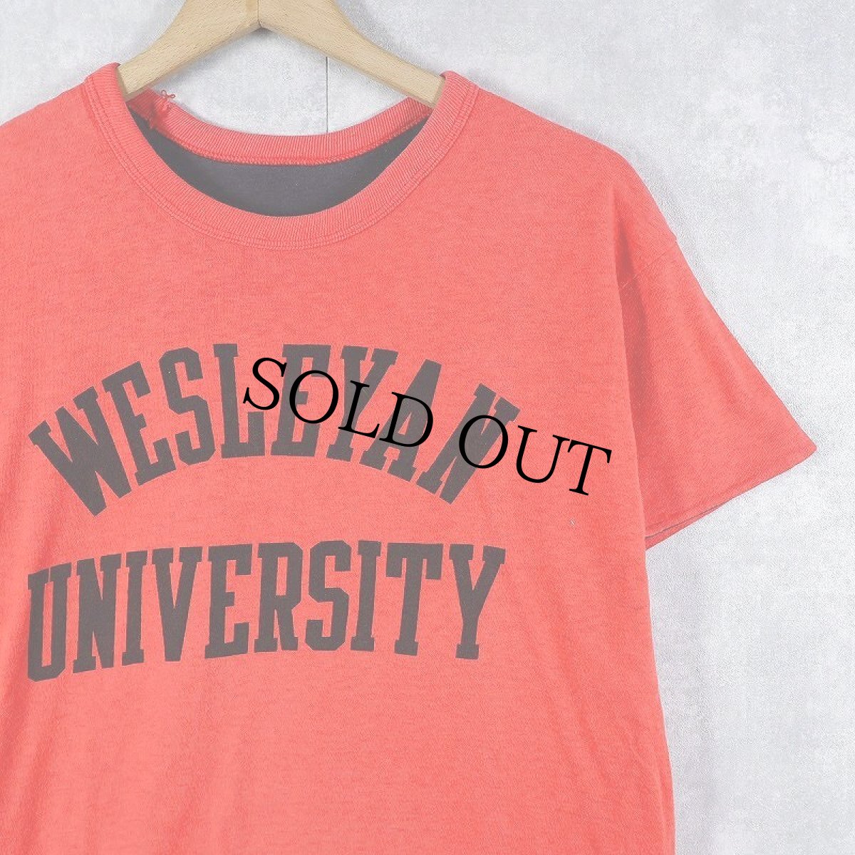 画像1: 70〜80's "WESLEYAN UNIVERSITY" ダブルフェイス 染み込みプリントリバーシブルＴシャツ (1)
