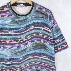 画像1: 80's McGREGOR マルチボーダー柄 プリントTシャツ (1)