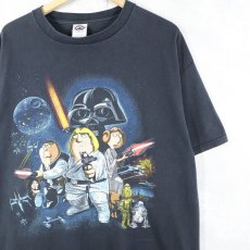 画像1: 2000's FAMILY GUY "STAR WARS" コメディアニメ キャラクターパロディプリントTシャツ BLACK XL (1)