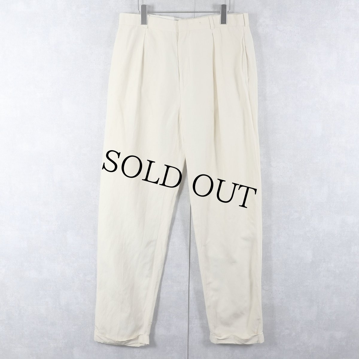 画像1: POLO Ralph Lauren 1タック シルクリネン スラックス W34 (1)