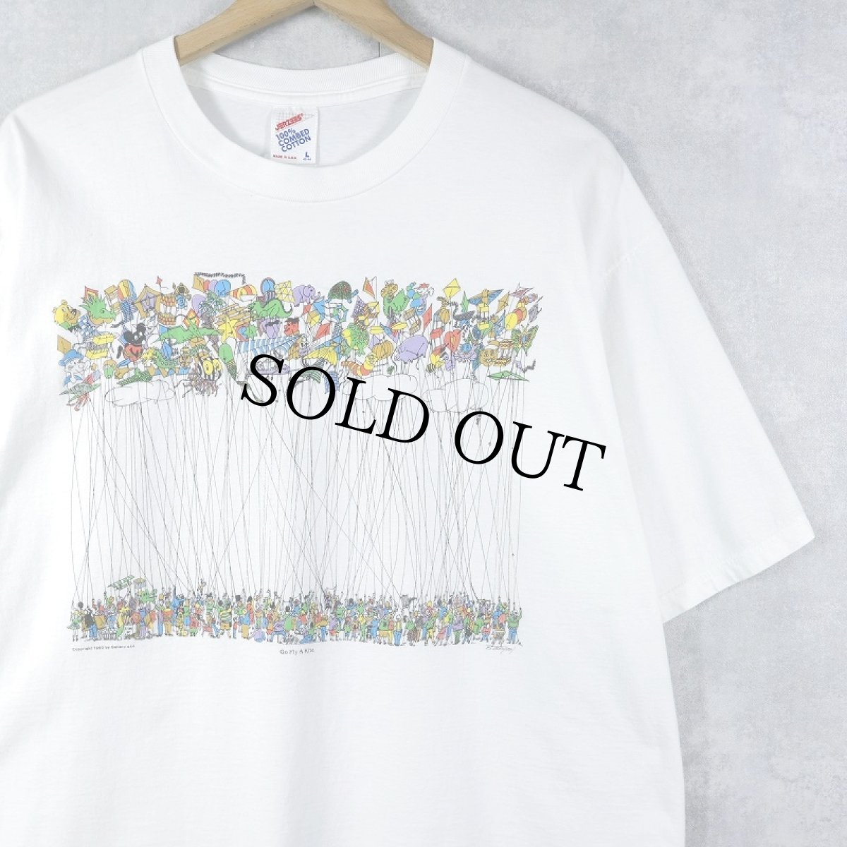 画像1: 90's Go Fly a Kite USA製 イラストプリントTシャツ L (1)