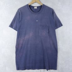 画像1: 80〜90's FRUIT OF THE LOOM USA製 無地 ポケットTシャツ NAVY XL (1)