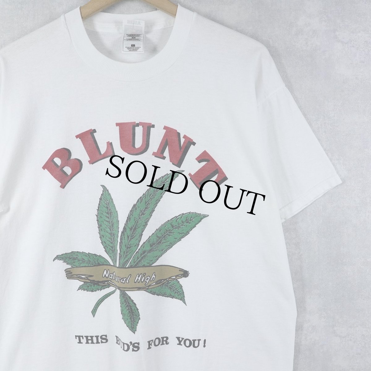 画像1: "BLUNT THIS BUD'S FOR YOU!" ガンジャ パロディプリントTシャツ L (1)