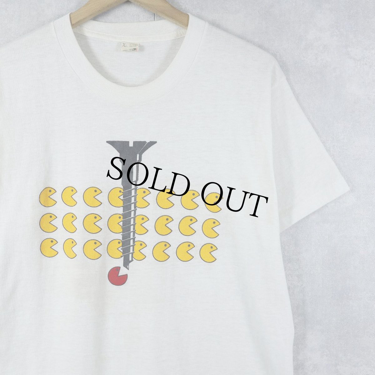 画像1: 80's USA製 "PAC-MAN" ゲームキャラクターパロディ プリントTシャツ XL (1)