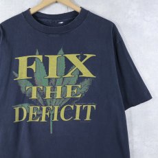 画像1: 90's "FIX THE DEFICIT" 大麻合法化 メッセージプリントTシャツ BLACK (1)