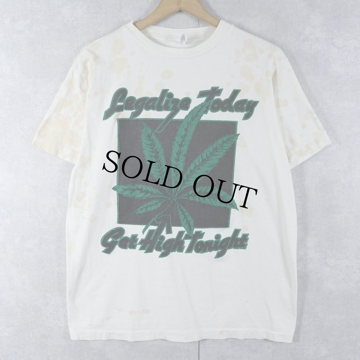 画像1: 90's "Legalize Today Get High Tonight" ガンジャプリントTシャツ L (1)