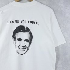 画像2: 90's Mister Rogers USA製 "CAN YOU SAY NIFTY?" 司会者プリントTシャツ L (2)