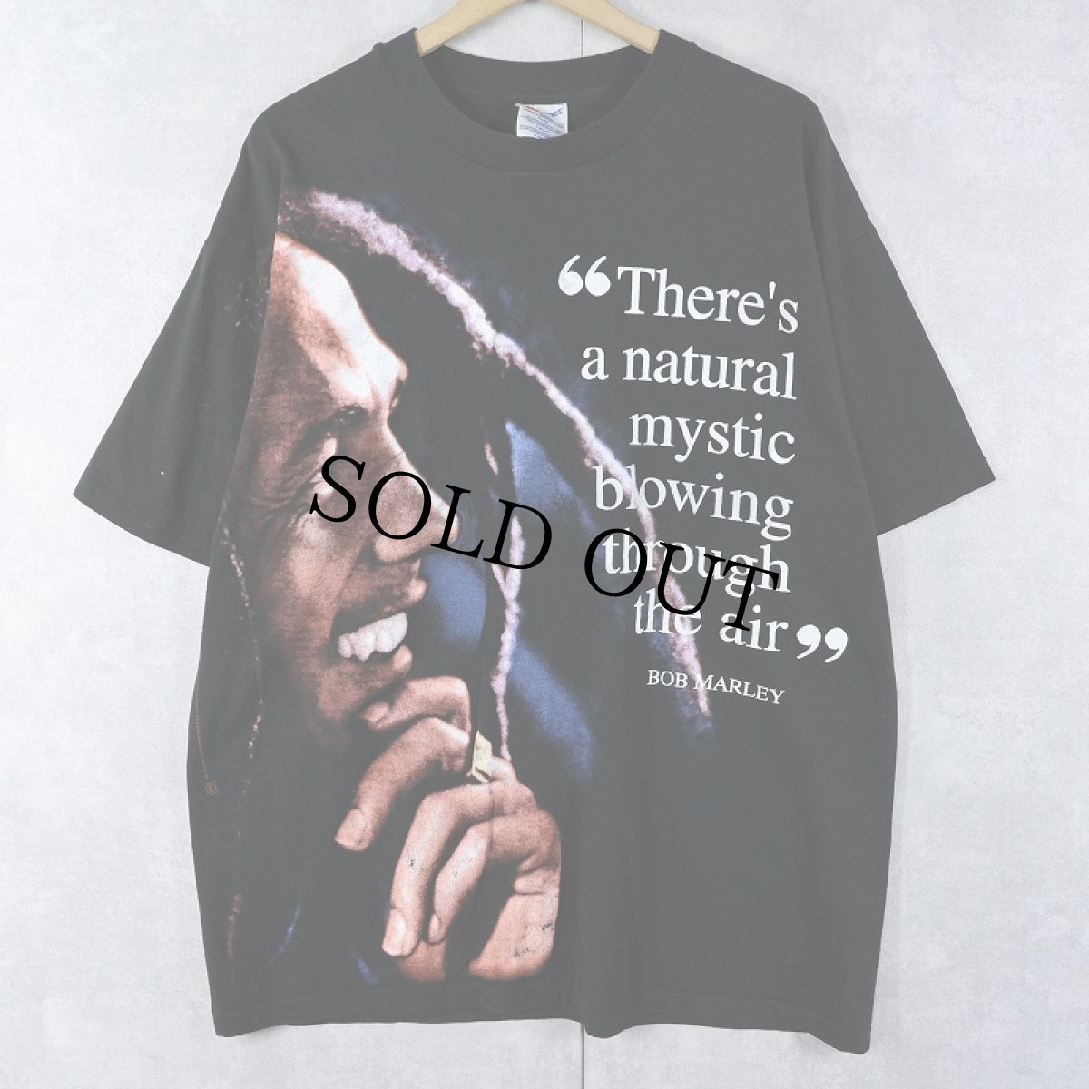 画像1: 90's Bob Marley "Natural Mystic" レゲエミュージシャン 大判プリントTシャツ BLACK XL (1)