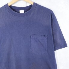 画像1: 90's JCPenney 無地 ポケットTシャツ NAVY XL (1)