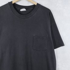 画像1: 90's Hanes USA製 無地 ポケットTシャツ BLACK XL (1)