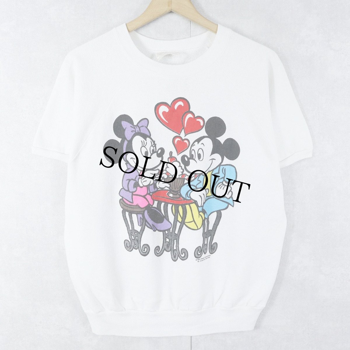 画像1: 〜80's Disney MICKEY MOUSE & MINNIE MOUSE USA製 キャラクタープリント半袖スウェット L (1)