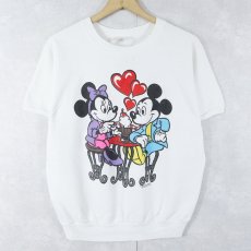 画像1: 〜80's Disney MICKEY MOUSE & MINNIE MOUSE USA製 キャラクタープリント半袖スウェット L (1)