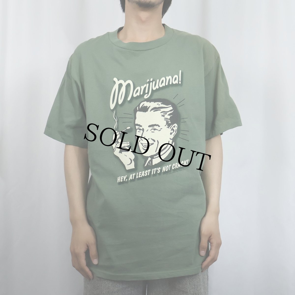 画像2: 90's USA製 "Marijuana!" ガンジャプリントTシャツ L (2)