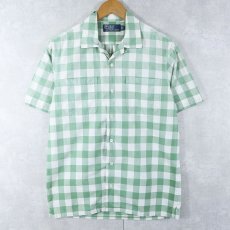 画像1: POLO Ralph Lauren ブロックチェック柄 コットンオープンカラーシャツ S (1)