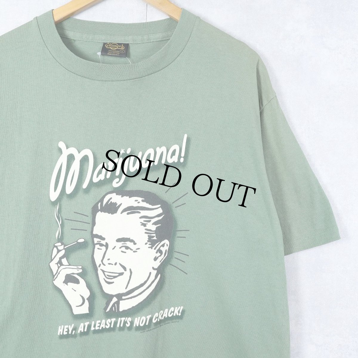 画像1: 90's USA製 "Marijuana!" ガンジャプリントTシャツ L (1)