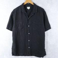 画像1: J.CREW リネンオープンカラーシャツ BLACK L (1)