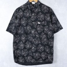 画像1: 90's GUESS BY GEORGES MARCIANO USA製 花柄 コットンシャツ BLACK SIZE2 (1)