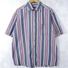 画像1: CLUB D'AMINGO マルチストライプ柄 シアサッカーシャツ L (1)