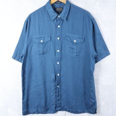 画像1: PENDLETON "MORRISON" リネンシャツ NAVY L (1)