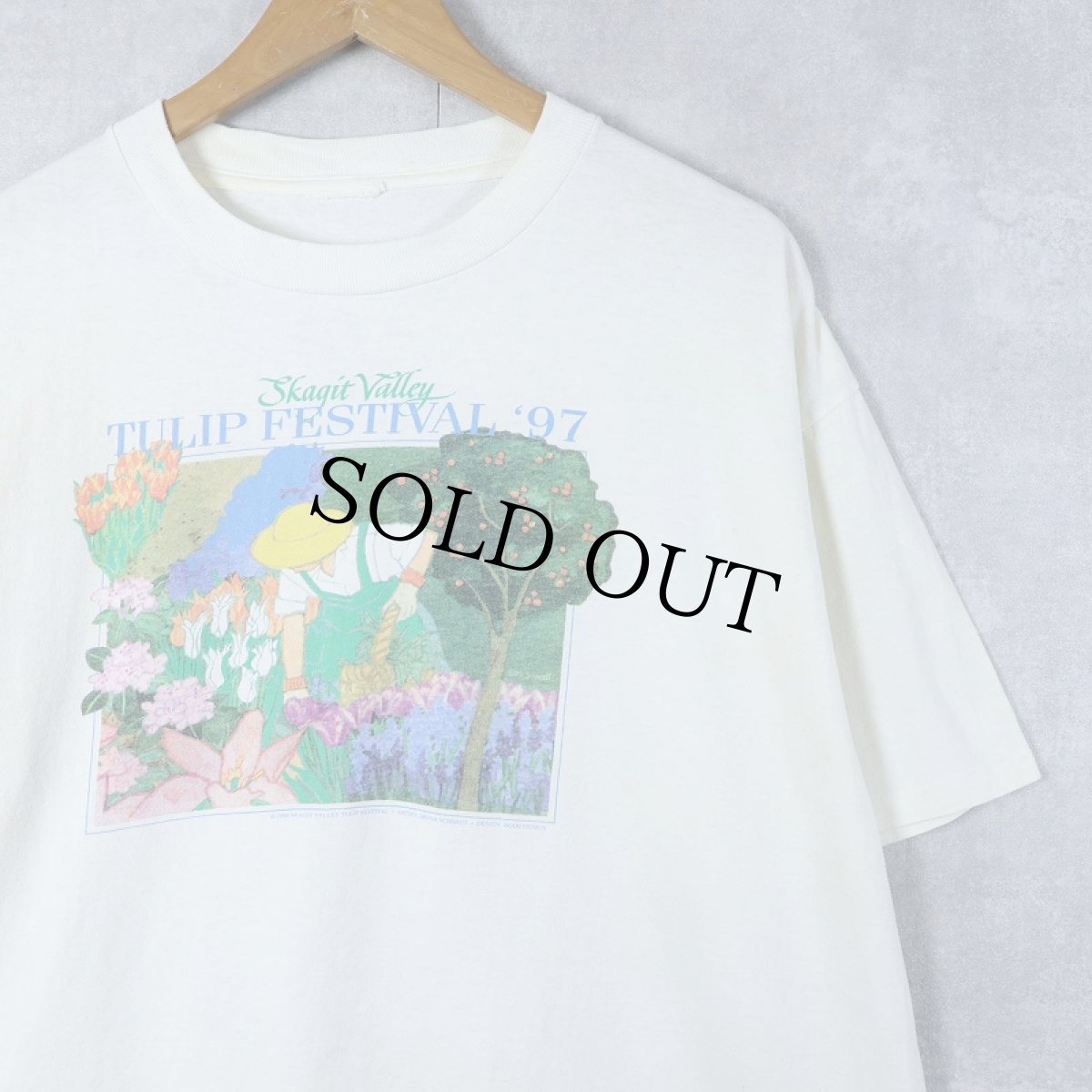 画像1: 90's "TULIP FESTIVAL" イラストプリントTシャツ (1)