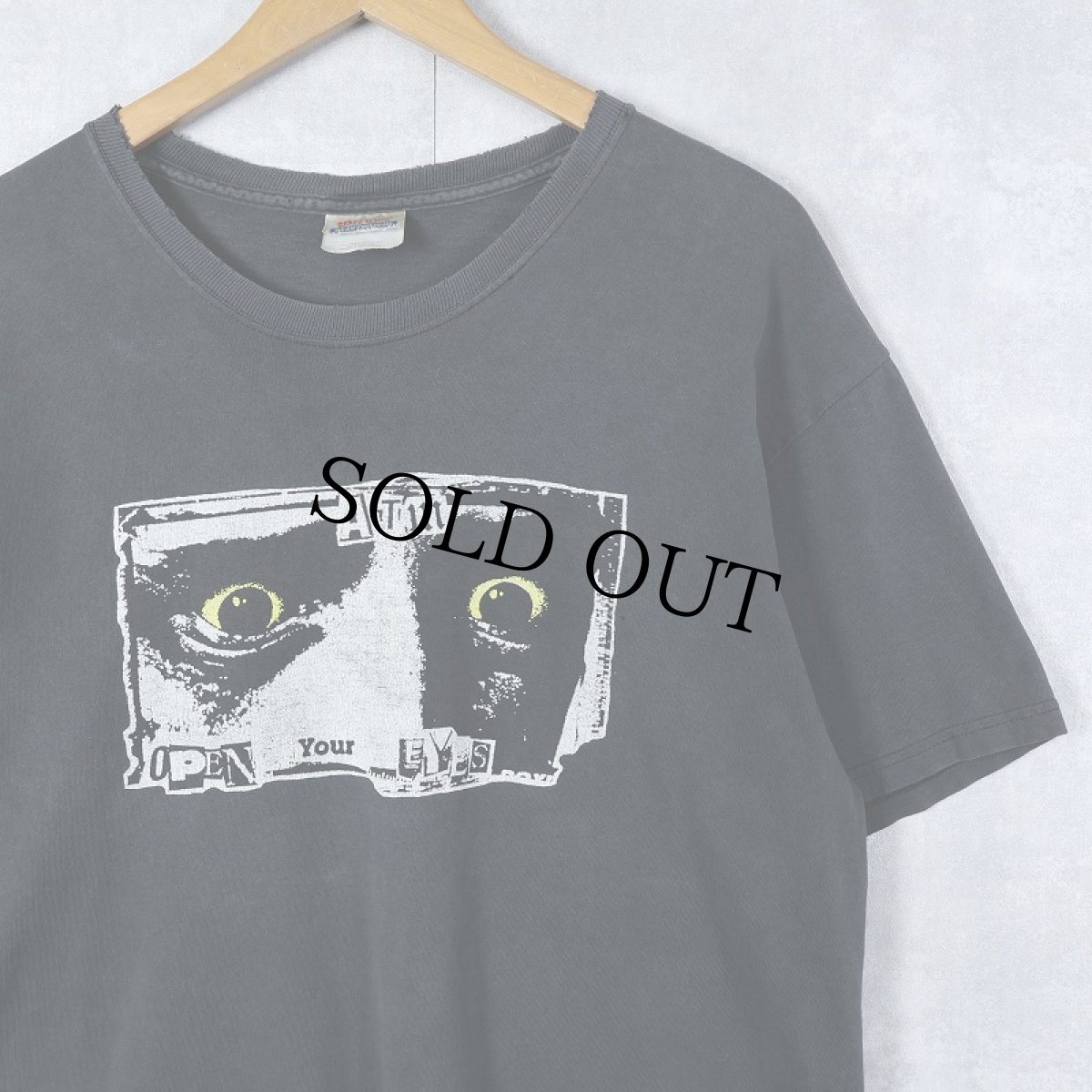 画像1: 90〜2000's "OPEN YOUR EYES" プリントTシャツ BLACK L (1)