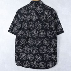 画像2: 90's GUESS BY GEORGES MARCIANO USA製 花柄 コットンシャツ BLACK SIZE2 (2)