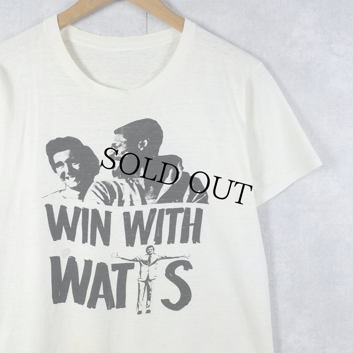 画像1: 70's〜 USA製 "WIN WITH WATTS" メッセージプリントTシャツ  (1)