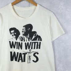 画像1: 70's〜 USA製 "WIN WITH WATTS" メッセージプリントTシャツ  (1)