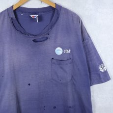画像1: 90's AT&T  情報通信企業 ロゴプリントTシャツ NAVY 2XL (1)