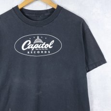 画像1: 2000's Capitol Records レコードレーベル ロゴプリントTシャツ BLACK  (1)